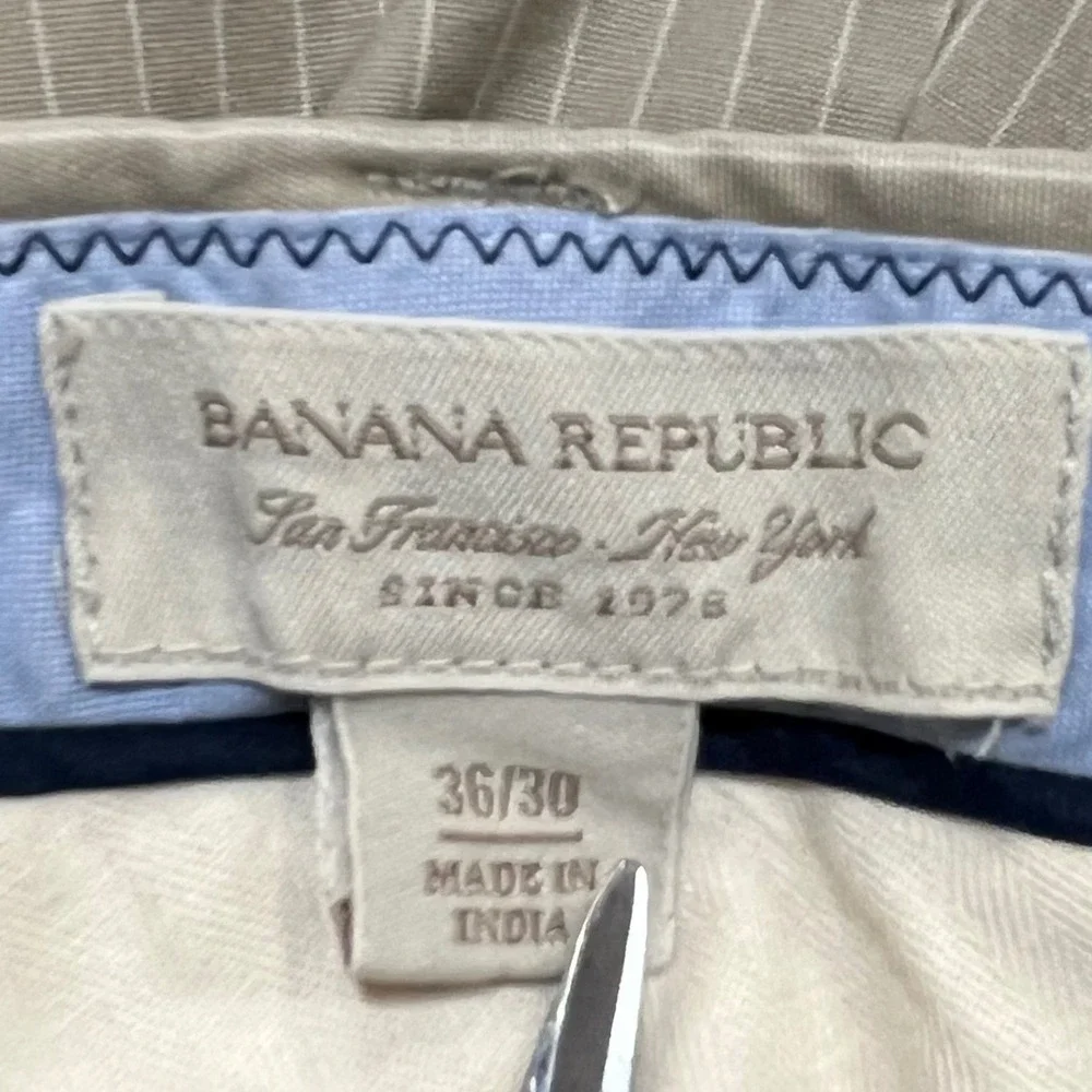 Banana Republic Boot Cut Pinstriped Tan‎ Slacks 100% Cotton 36x30 Men's